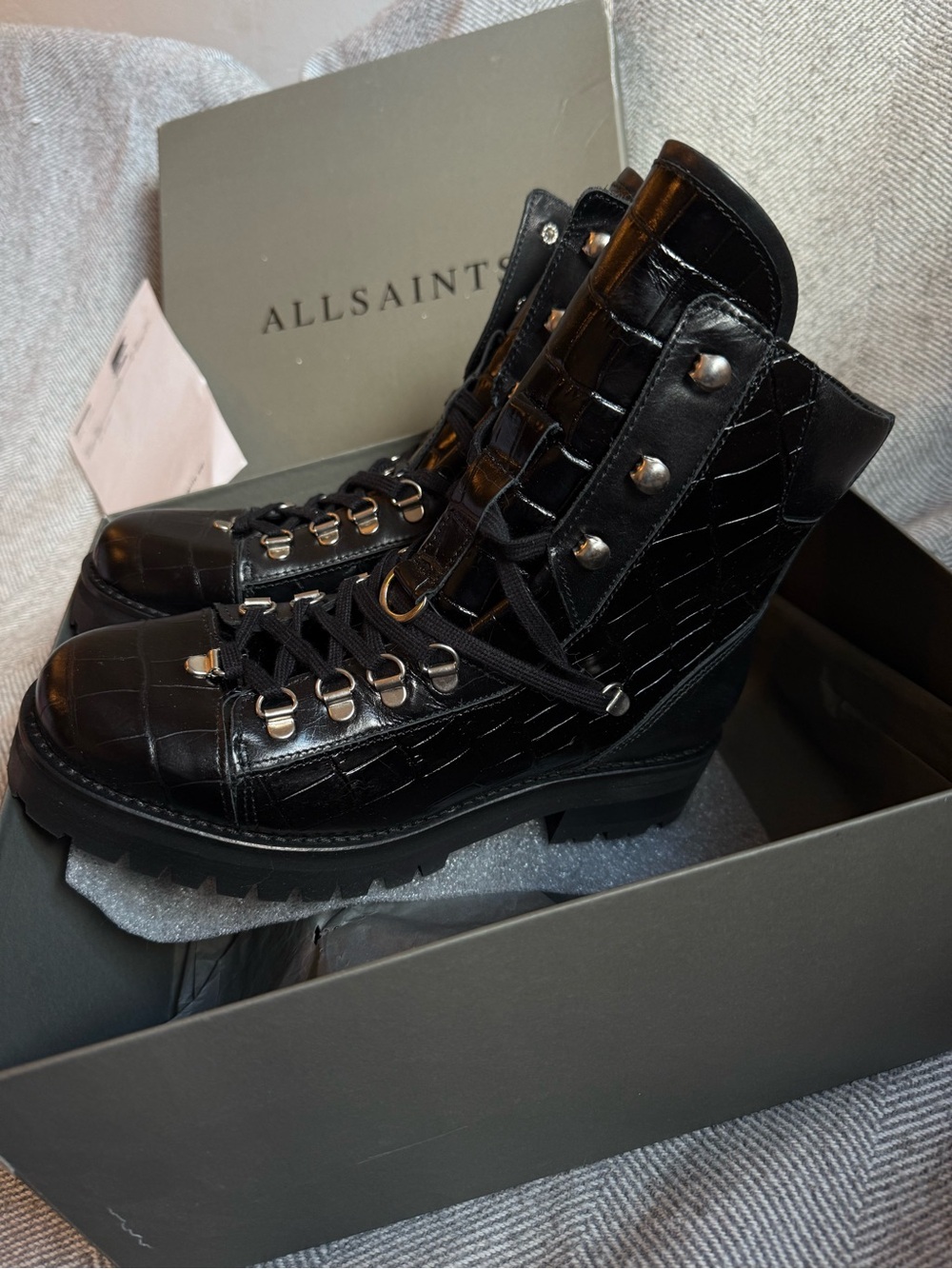 AllSaints Franca Lace Up Boots NEW WITH TAGS🖤make me an offer!! - Picture 4 of 8